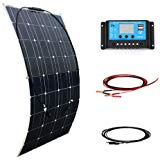 XINPUGUANG Kit de panneau solaire souple monocristallin de 100w 18v + 10 un contrôleur 12v / 24v pour le chargeur de batterie de la voiture 12v de camping car de camping-car (100W)