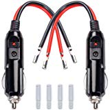 Bkinsety 2 Pcs Adaptateur Mâle pour Allume-Cigare avec Câble D'alimentation 16 AWG 12V/24V Universel