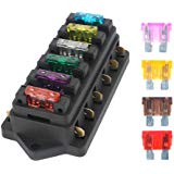 Gebildet 32V 40A 6 Voies Standard Boîte à Fusibles, Imperméable 6,3 mm Fuse Box Holder, avec 10 pièces Fusible à Lame, pour Voiture Bateau Marine