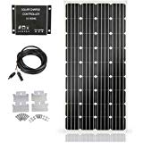 SARONIC Panneau Solaire Kit 160W 12V - Panneau Solaire 160W+ Contrôleur de Charge LCD 10A + Câble Adaptateur 3m + Supports de Montage