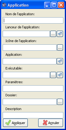 Fenêtre Ajouter une Application