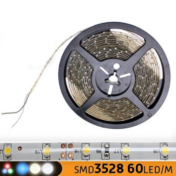 Ruban LED Étanche Siliconé IP65 3528 - 60 LEDs par mètre - Longueur 2.5 m - Moins de €6 par mètre !