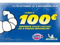 Jusqu’à 100€ offerts sur vos pneus MICHELIN ! 
